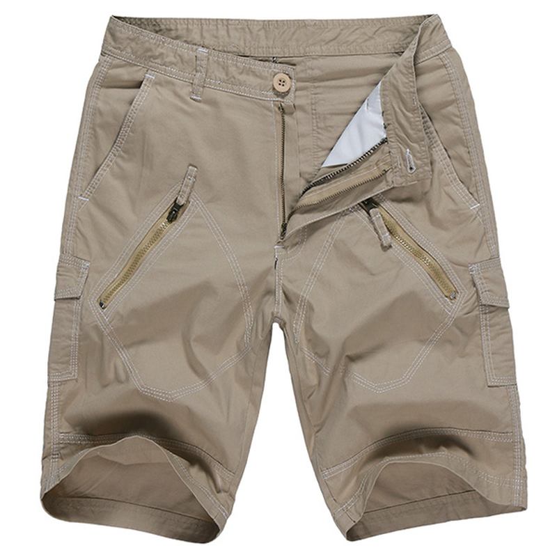 Stor Størrelse 30-40 Fritids Cargo-shorts Sommer Menns Ensfargede Multilommer Knelange Shorts