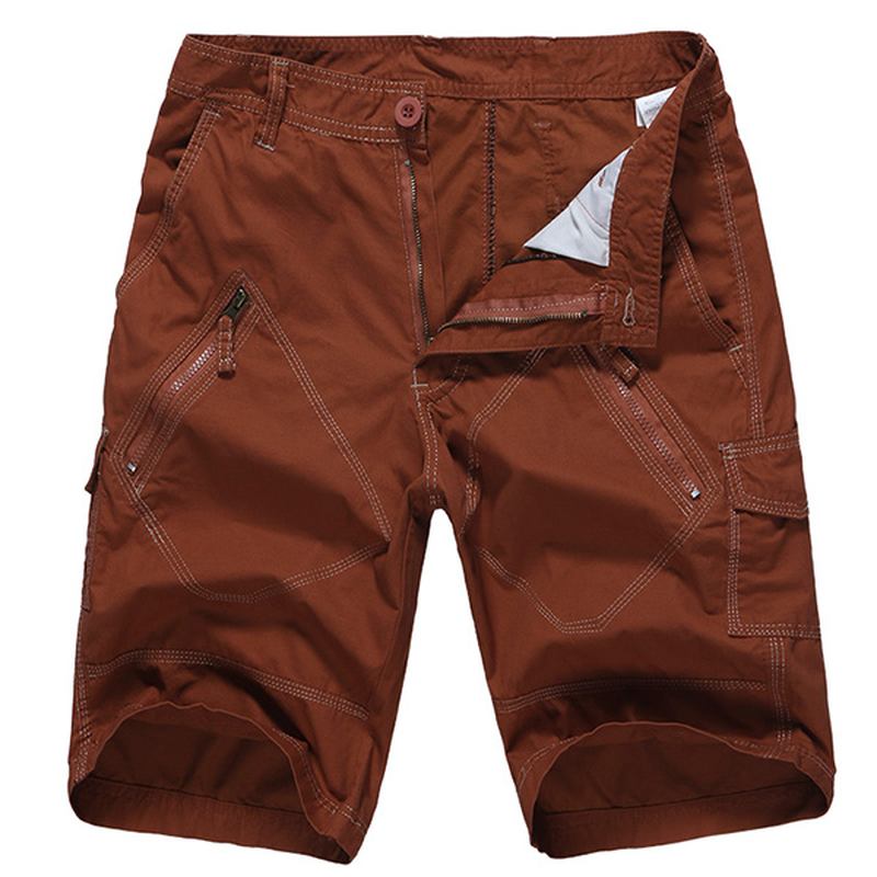 Stor Størrelse 30-40 Fritids Cargo-shorts Sommer Menns Ensfargede Multilommer Knelange Shorts