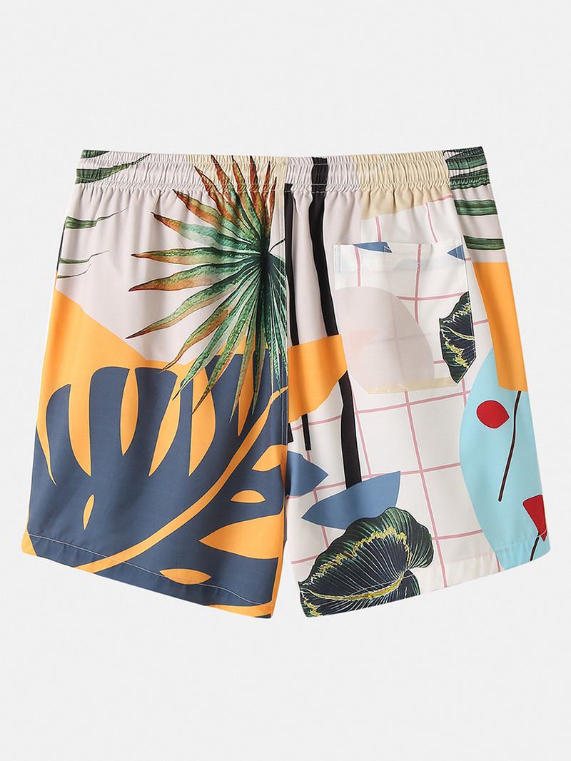 Uformelle Planter For Menn Leave Med Trykk Tropical Shorts Med Snøring