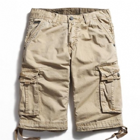 Utendørs Stor Størrelse Ren Bomull Vask Cargo Shorts Multi Pocket Fritids Menns Shorts