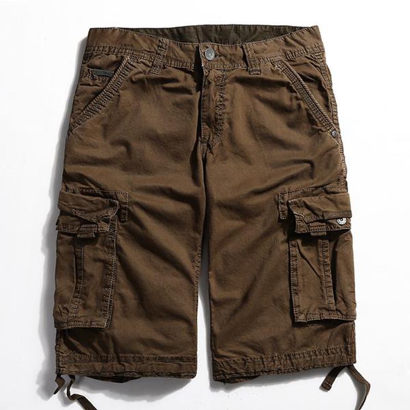 Utendørs Stor Størrelse Ren Bomull Vask Cargo Shorts Multi Pocket Fritids Menns Shorts