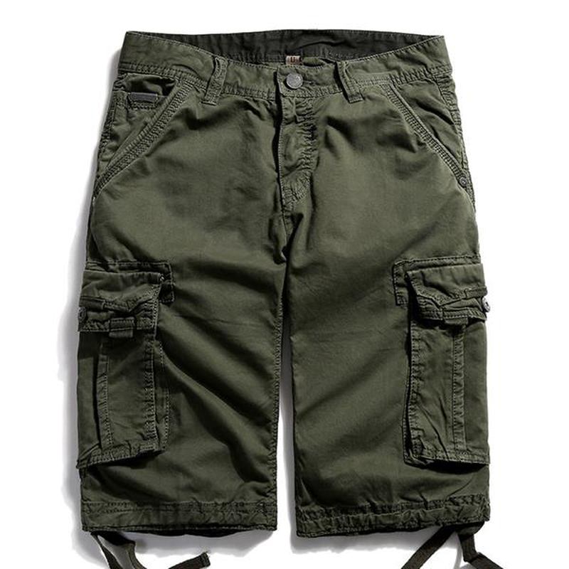 Utendørs Stor Størrelse Ren Bomull Vask Cargo Shorts Multi Pocket Fritids Menns Shorts