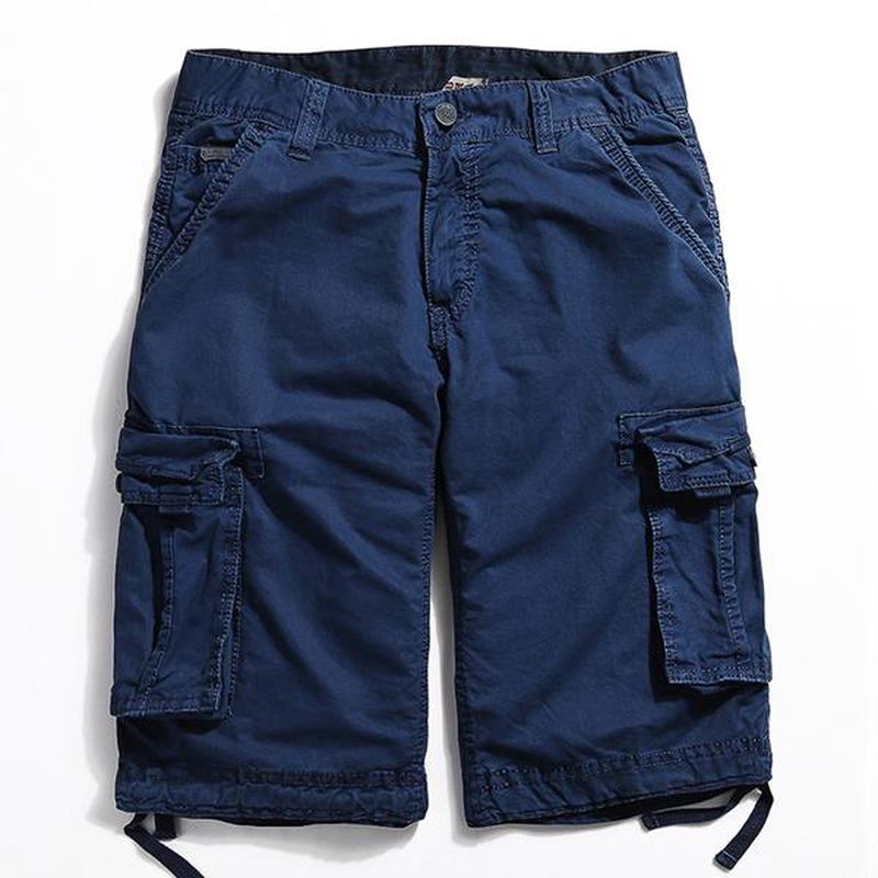 Utendørs Stor Størrelse Ren Bomull Vask Cargo Shorts Multi Pocket Fritids Menns Shorts