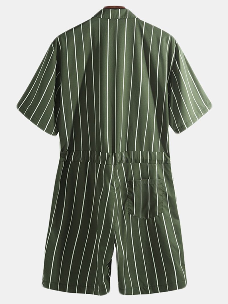 Vintage Stripete Buksesett For Menn Med Kortermet Onesie-jumpsuit