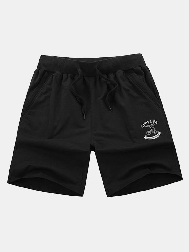 XS-5xl Sportsshorts I Bomull For Menn Elastisk Midjelommer Med Glidelås Korte Bukser Med Snøring