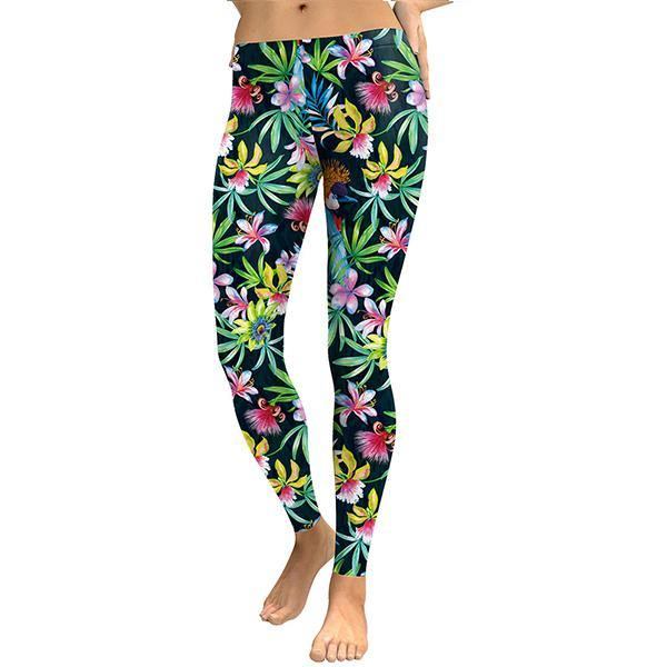 3d Blomstertrykt Leggings For Kvinner Liljer Fugler Kvinne Trening Legging Høy Ventetid Elastisk Legg Digital Med Trykk Bukser