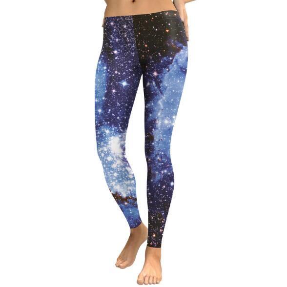 3d Digital Black Blue Galaxy Leggings