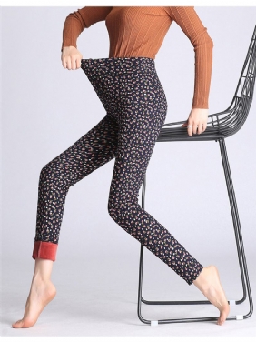 Blomstertrykt Slim Stretch Thicken Leggings