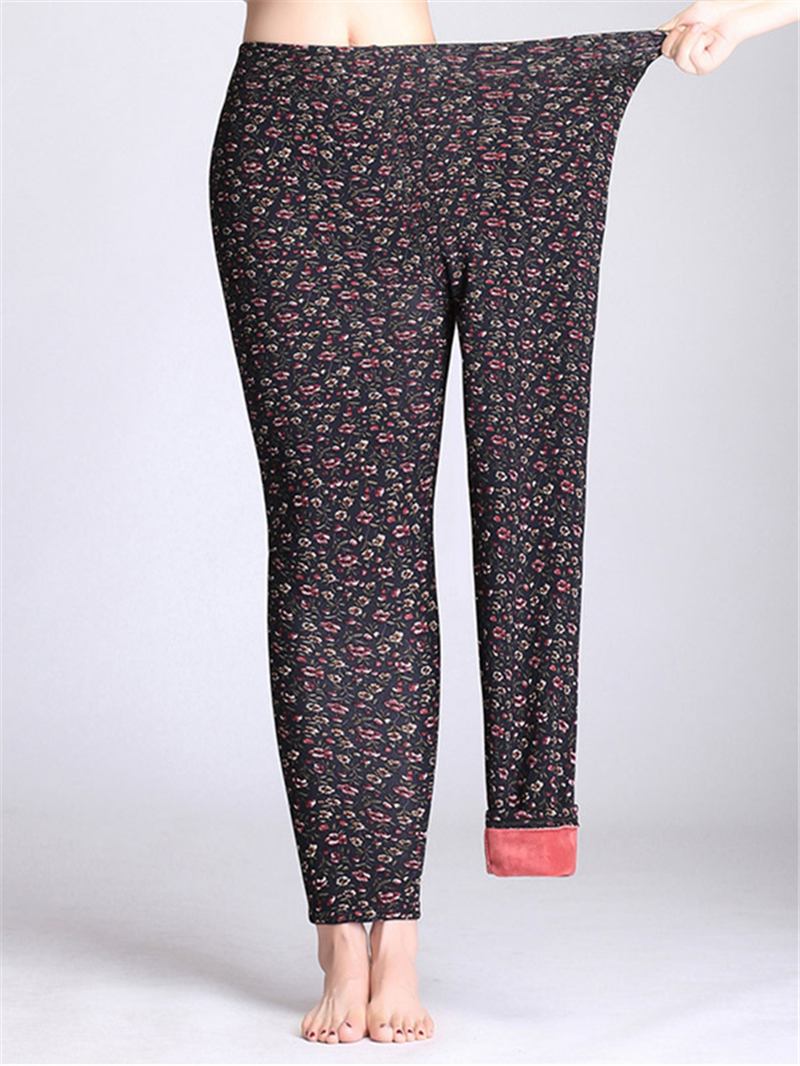 Blomstertrykt Slim Stretch Thicken Leggings