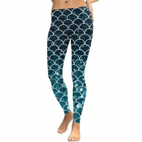 Dame Mermaid Glitter Leggings Med Digitalt Trykk