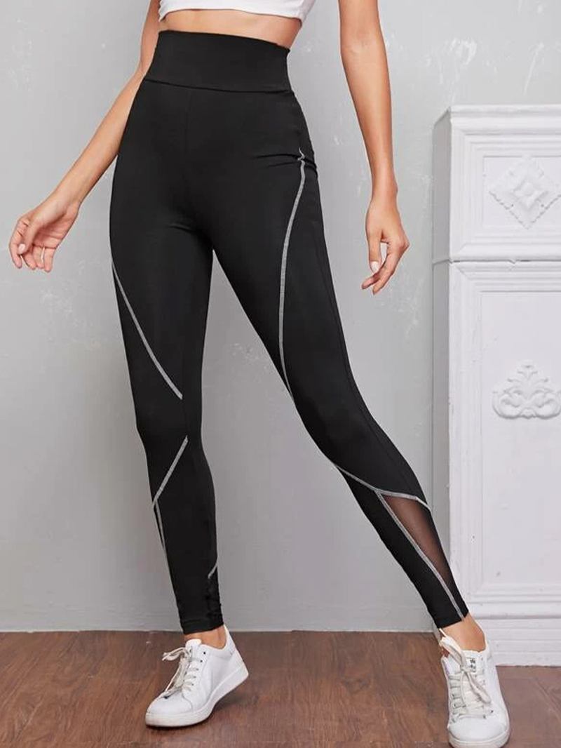 Dame Patch Line Med Trykk Elastisk Midje Bodycon Sport Fritids Leggings