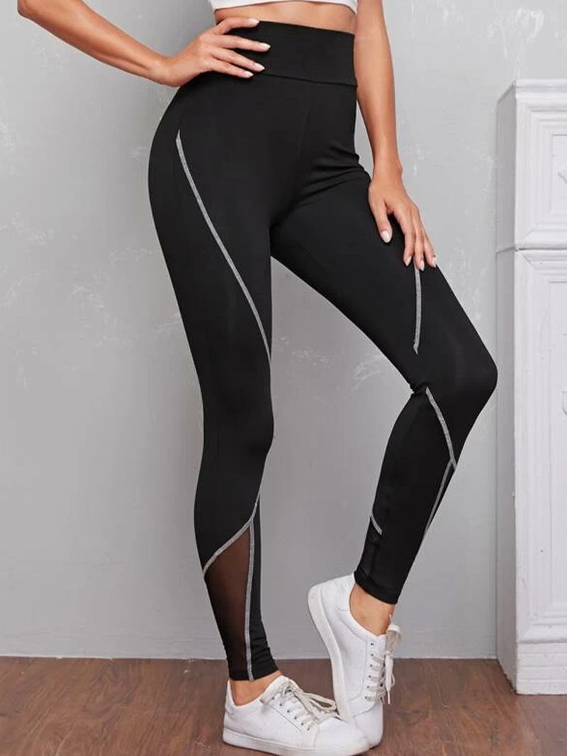 Dame Patch Line Med Trykk Elastisk Midje Bodycon Sport Fritids Leggings