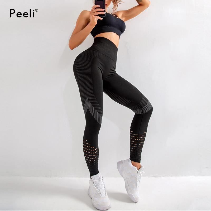 Høy Midje Sømløse Leggings Yogabukser Push Up Fitness Tight Workout Magekontroll Gym Leggings Atletisk Bukser Sportsklær