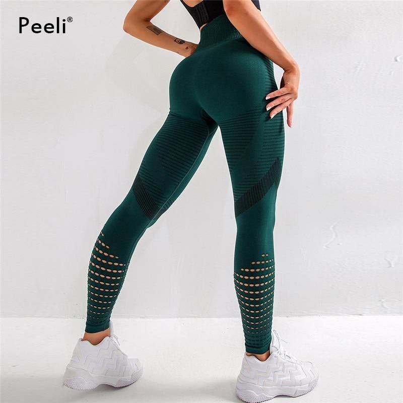 Høy Midje Sømløse Leggings Yogabukser Push Up Fitness Tight Workout Magekontroll Gym Leggings Atletisk Bukser Sportsklær