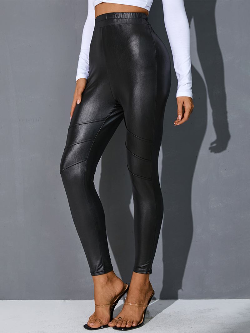 Kvinner Ensfarget Pu-skinn Bodycon Stilig Uformelle Leggings