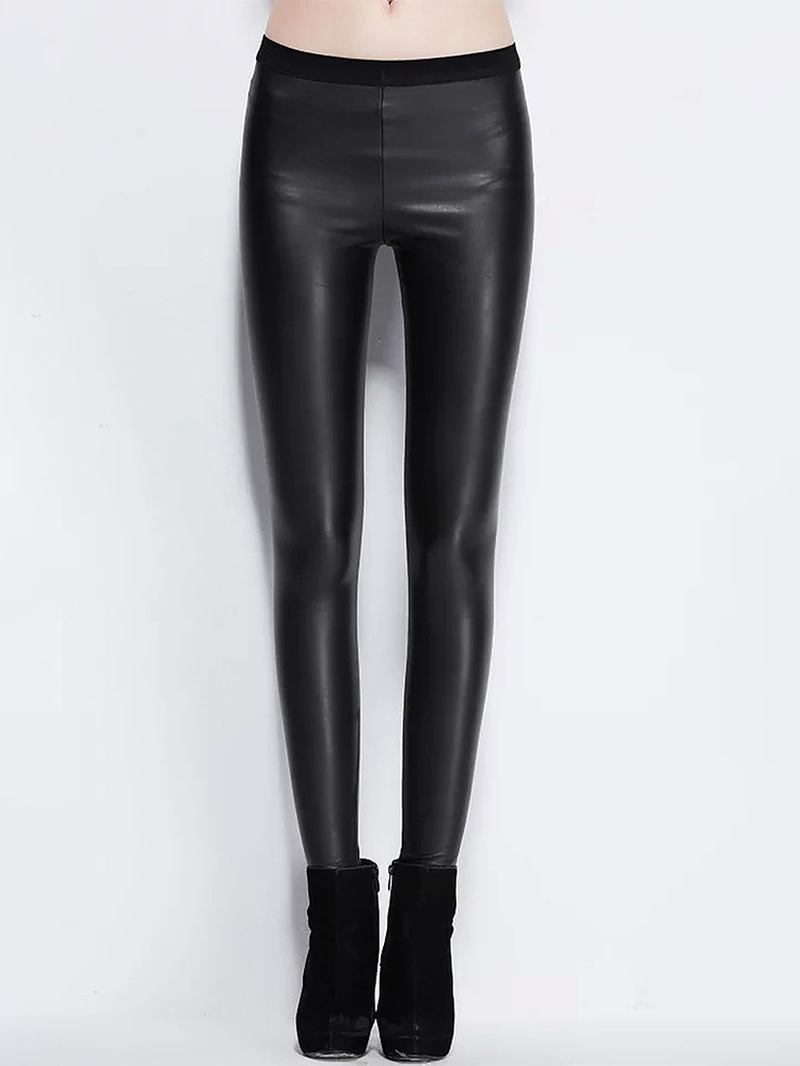 Kvinner Ensfarget Skinn Bodycon Base Lange Uformelle Leggings