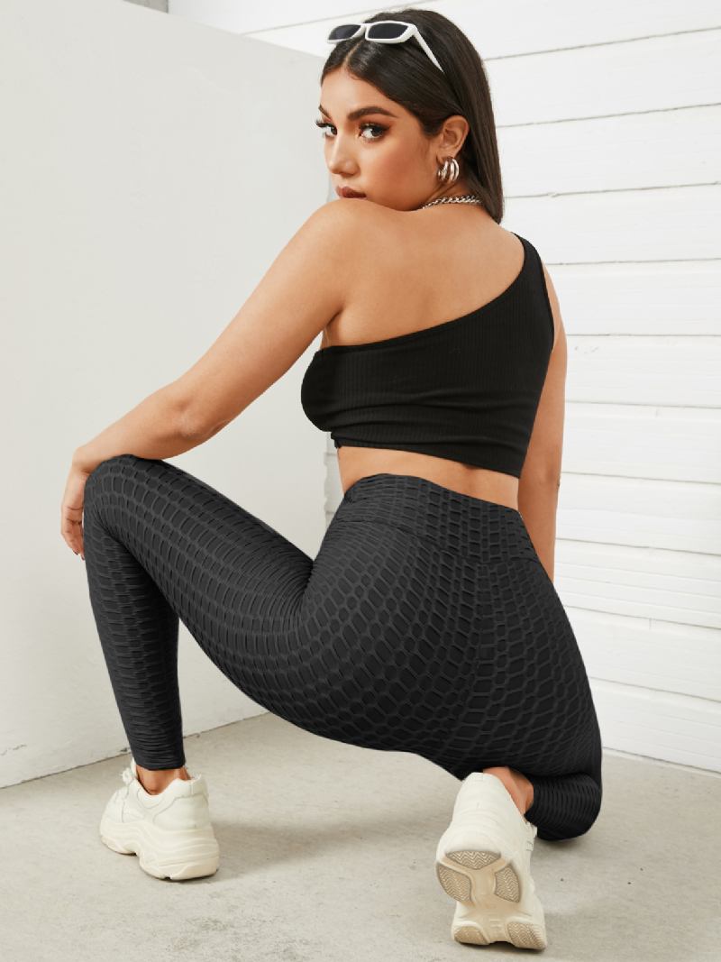 Kvinner Ensfarget Tekstur Sporty Elastisk Midje Super Stretch Leggings