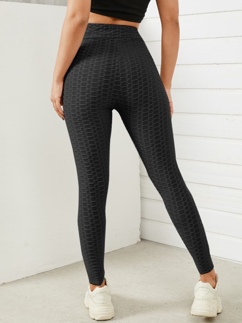 Kvinner Ensfarget Tekstur Sporty Elastisk Midje Super Stretch Leggings