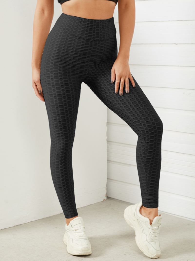 Kvinner Ensfarget Tekstur Sporty Elastisk Midje Super Stretch Leggings