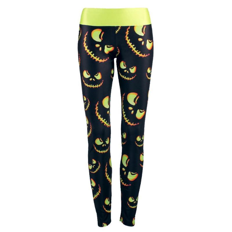 Kvinner Leggings Harvest Sporting Leggings Lighting Pumpkin Lantern Med Trykk Mujer Legg Pants