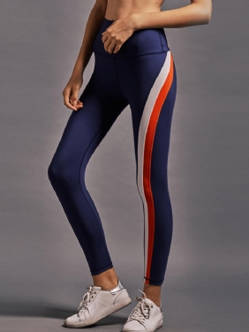 Kvinner Rainbow Stripe Høy Elastisk Midje Running Leggings