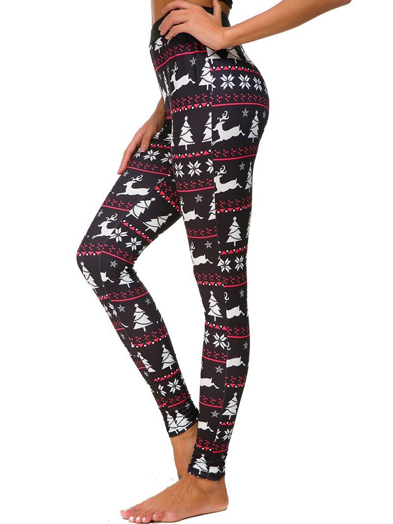 Kvinner Slank Elastisk Midje Elk Christmas Med Trykk Leggings