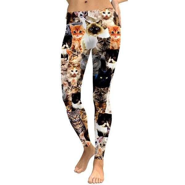 Leggings For Kvinner Lovely Katt Holografisk Digitaltrykk Fitness Legging Høy Midje Treningsbukser Uformelle Gate Leggins