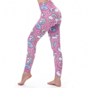 Leggings Kvinner Legg Fitness Legging Sexy Bukser Høy Midje Push Up Shiny 3d-trykt Rainbow Star Katt Donuts