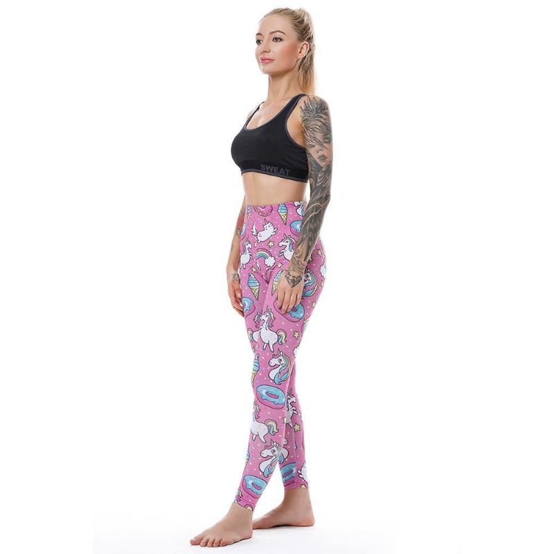 Leggings Kvinner Legg Fitness Legging Sexy Bukser Høy Midje Push Up Shiny 3d-trykt Rainbow Star Katt Donuts