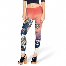 Mote Sommer Creative Leg Med Trykk Dame Legg The Great Wave Of Pug Leggings Sexy Kvinnebukser