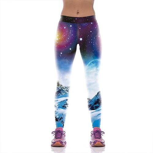 New Arrival Dame Leggings Sportsbukser Stjernehimmel 3d Spot Med Trykk Mujer Compression Legg Bukser