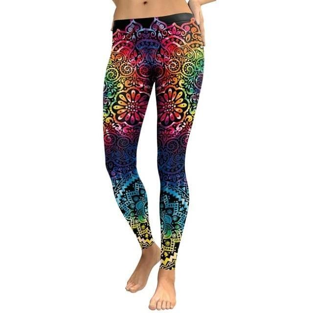 New Arrival Leggings Kvinner Mandala Blomst 3d-utskrift Gradient Legging Fitness Legg Høy Midje Bukser Bukser