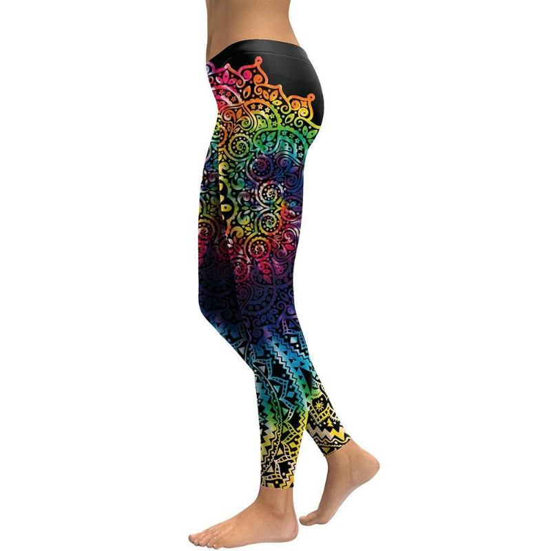 New Arrival Leggings Kvinner Mandala Blomst 3d-utskrift Gradient Legging Fitness Legg Høy Midje Bukser Bukser