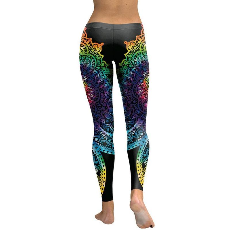 New Arrival Leggings Kvinner Mandala Blomst 3d-utskrift Gradient Legging Fitness Legg Høy Midje Bukser Bukser