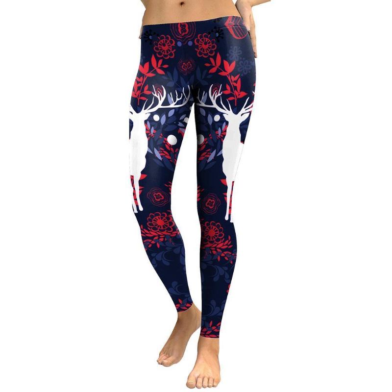 New Arrival Leggings Kvinner Sika Deer Digital Med Trykk Animal Fitness Legg Slim Elastisk Trening Plus Size Legging