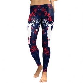 New Arrival Leggings Kvinner Sika Deer Digital Med Trykk Animal Fitness Legg Slim Elastisk Trening Plus Size Legging