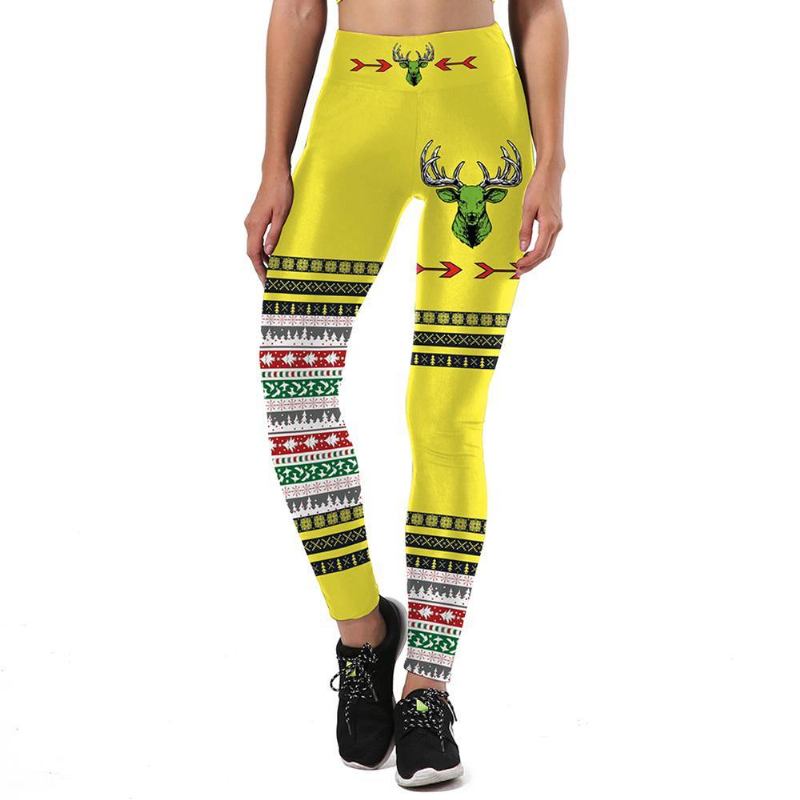 Nye Høst Leggings Kvinner Sporting Ugly Christmas Dyr Sika Deer 3d Med Trykk Legging Høy Midje Bukser Leggins