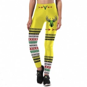 Nye Høst Leggings Kvinner Sporting Ugly Christmas Dyr Sika Deer 3d Med Trykk Legging Høy Midje Bukser Leggins