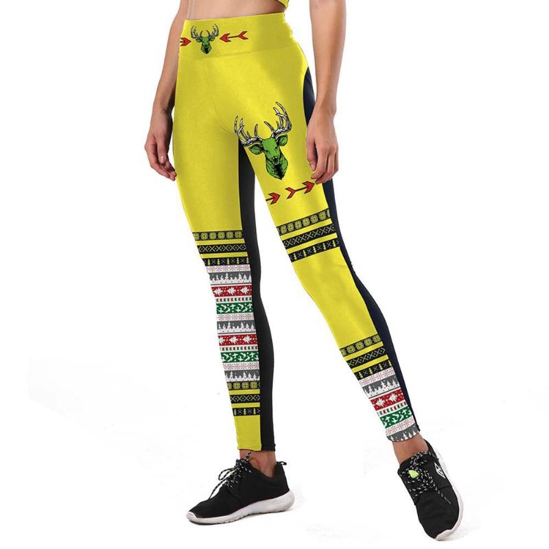 Nye Høst Leggings Kvinner Sporting Ugly Christmas Dyr Sika Deer 3d Med Trykk Legging Høy Midje Bukser Leggins