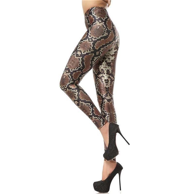 Nytt Design Mote 3d Digital Slangeskinn Leg Slim Legg Med Trykk Dame Leggings Damebukser