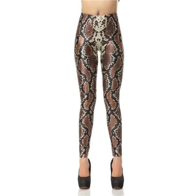 Nytt Design Mote 3d Digital Slangeskinn Leg Slim Legg Med Trykk Dame Leggings Damebukser