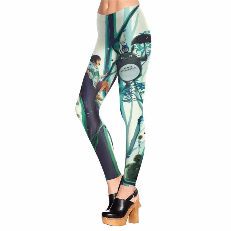 Nytt Design Mote Slim Spirited Away Totoro Leg Castle In The Sky Legg Med Trykk Dame Leggings Kvinnebukser