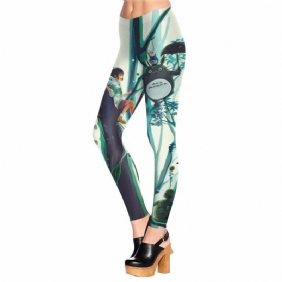 Nytt Design Mote Slim Spirited Away Totoro Leg Castle In The Sky Legg Med Trykk Dame Leggings Kvinnebukser