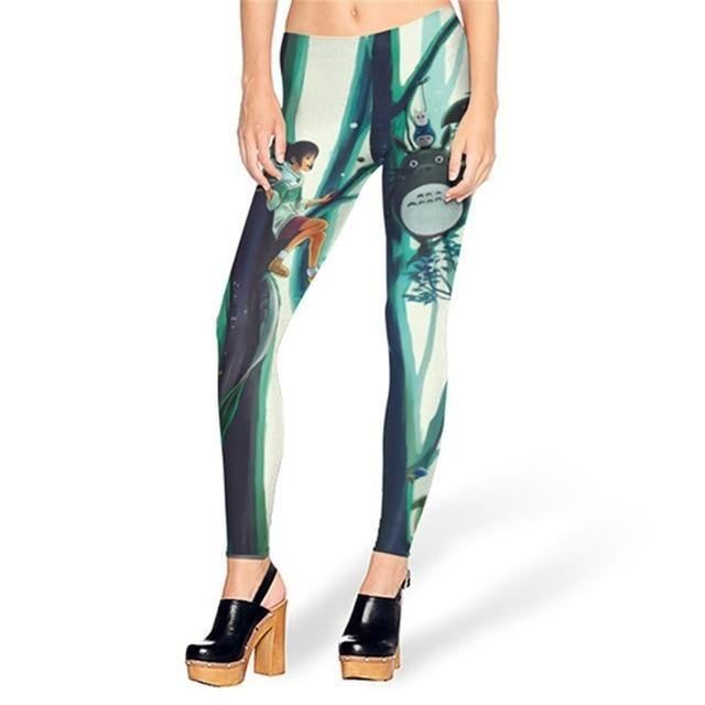 Nytt Design Mote Slim Spirited Away Totoro Leg Castle In The Sky Legg Med Trykk Dame Leggings Kvinnebukser