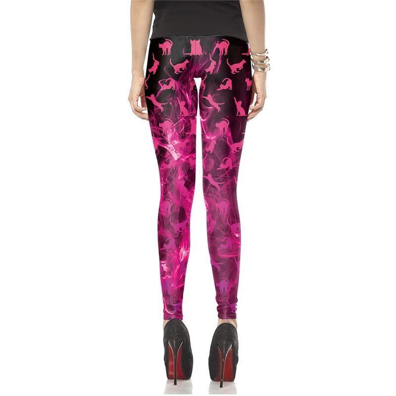 Sommer Høst Legging 3d-trykt Mote Kvinner Leggings Katter Legg Tie Dye Kvinnebukser