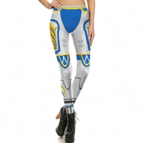 Spill Cosplay Kvinner Leggings Armor Digital Med Trykk Gull Metall Plus Size Legg Høy Midje Workout Legging