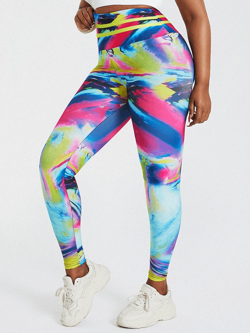 Tie Dye Med Trykk High Waist Bodycon Dame Sport Yoga Leggings