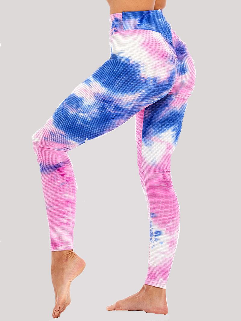 Tie-dye Random Med Trykk Høy Midje Slank Sport Yoga Fritids Leggings For Kvinner