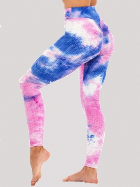 Tie-dye Random Med Trykk Høy Midje Slank Sport Yoga Fritids Leggings For Kvinner