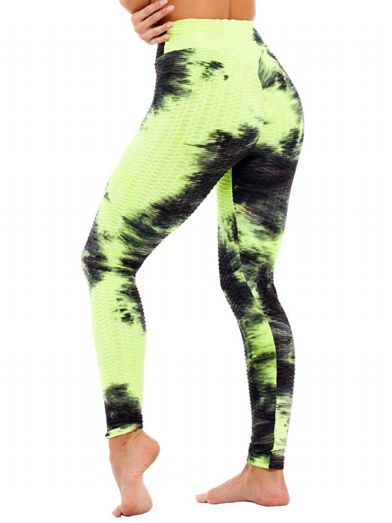 Tie-dye Random Med Trykk Høy Midje Slank Sport Yoga Fritids Leggings For Kvinner